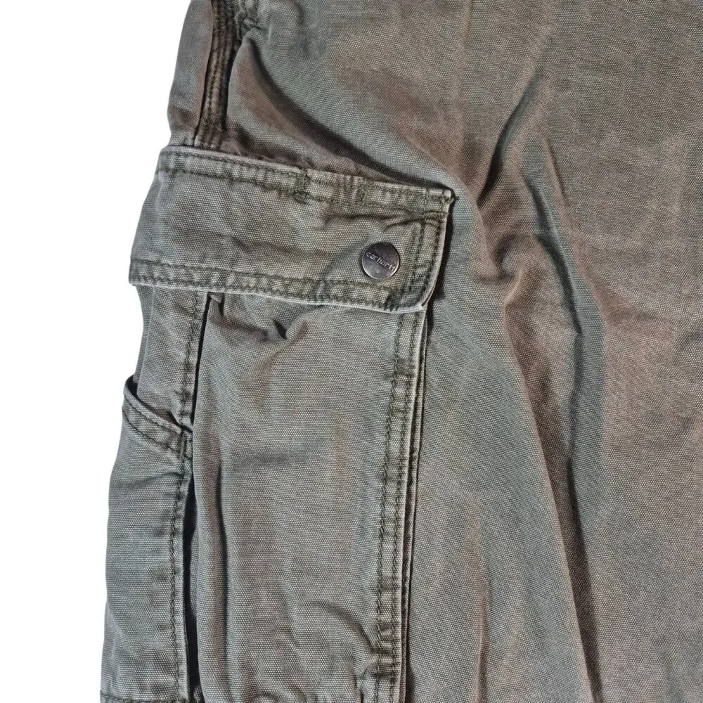 Carhartt Men's Loose Fit Canvas Cargo Shorts Amy Green Size 42